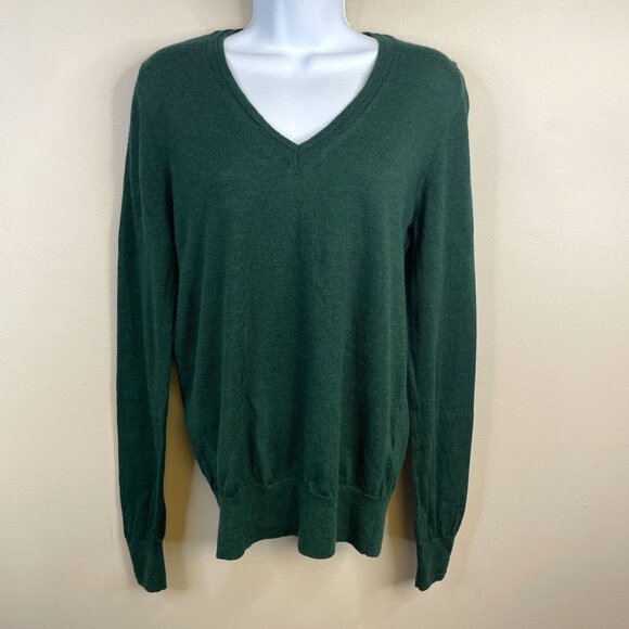 Banana Republic Preppy Indie Academia Sweater Medium Forest Merino Wool Layering - Picture 1 of 9